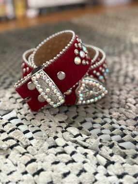 Vintage B.B. Simon Red Hair on Hide Cowhide Pony Hair Belt S